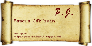 Pascus Jázmin névjegykártya